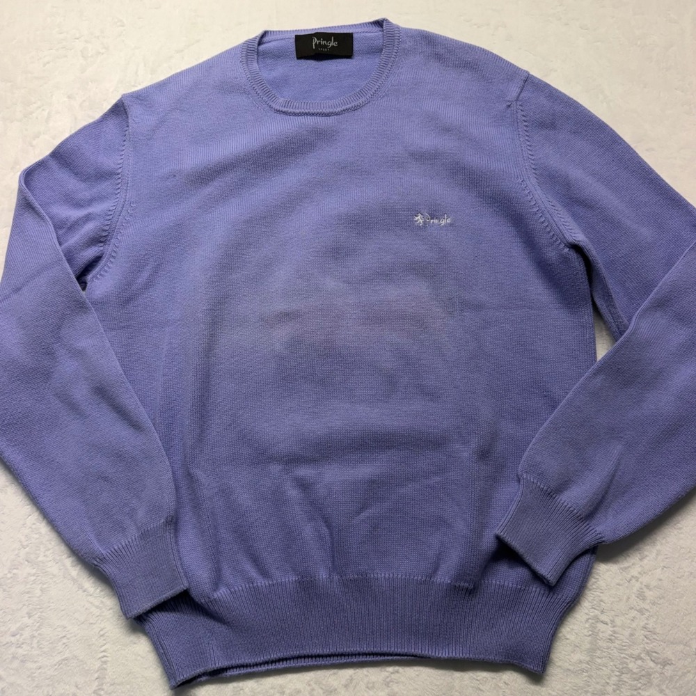 Vintage Pringle Sport Sweater L Purple Mens 100% Cotton Golf Crewneck Preppy